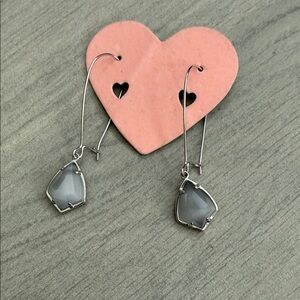 Kendra Scott silver dangling earrings, blue/grey stone